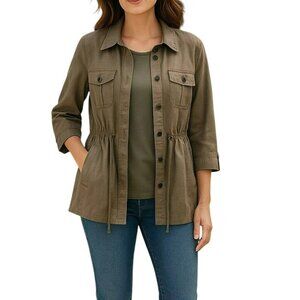 TanJay  Size 12 Moss Green 3/4 Sleeve Jacket with Large Tank Top Set